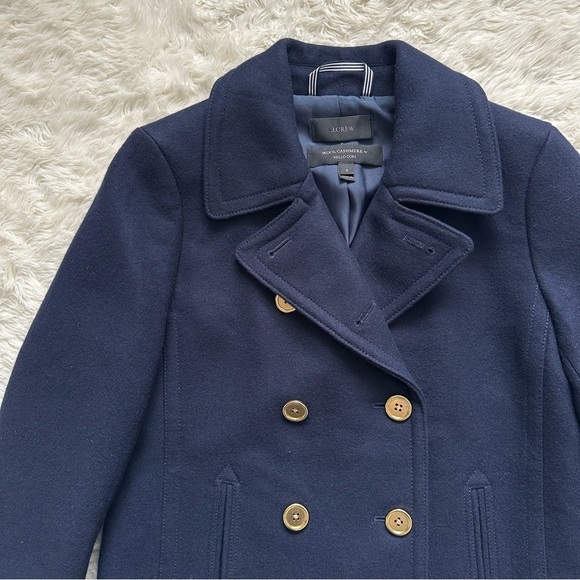 J. Crew Jacket The 2008 Andover Peacoat Italian Wool Gold Buttons Navy 6 - Picture 5 of 13